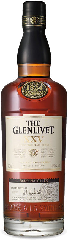 
            
                Load image into Gallery viewer, Glenlivet 25 Year Old Single Malt Scotch Whisky
            
        