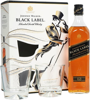 Johnnie Walker Black Label Blended Scotch Whisky Gift Set 750ml